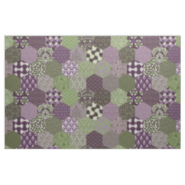Patchwork Hexagons Paars en Green Stof