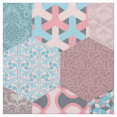 Patchwork Hexagons Pink en Turquoise Stof (Close Up)