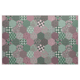Patchwork Hexagons Raspberry en Pine Stof
