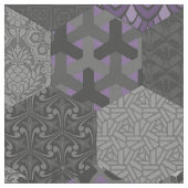 Patchwork Hexagons Violet en grijs Stof (Close Up)