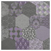 Patchwork Hexagons Violet en grijs Stof (Swatch)