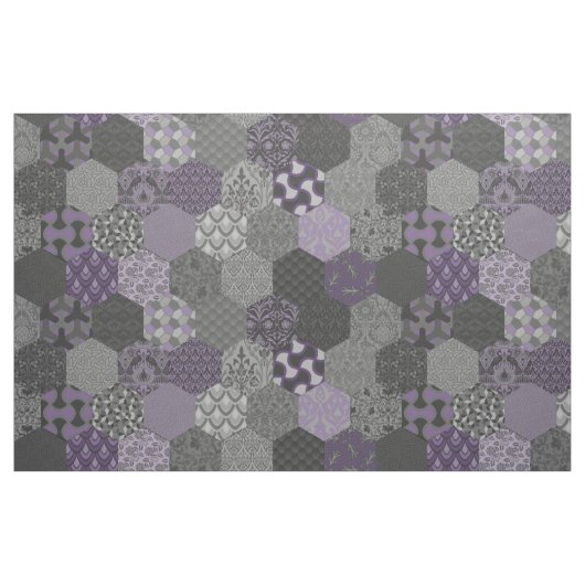 Patchwork Hexagons Violet en grijs Stof (Fat Quarter)