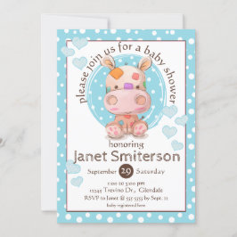 Patchwork Hippo Baby shower, blauw Kaart