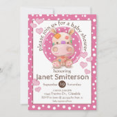 Patchwork Hippo Baby shower, roze Kaart (Voorkant)
