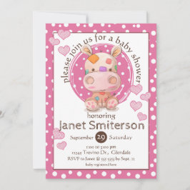 Patchwork Hippo Baby shower, roze Kaart