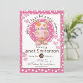 Patchwork Hippo Baby shower, roze Kaart (Staand voorkant)