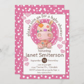 Patchwork Hippo Baby shower, roze Kaart (Voorkant / Achterkant)