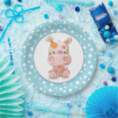 Patchwork Hippo Child's Blue Birthday Papieren Bordje (Feest)