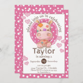 Patchwork Hippo Child's Pink Birthday Kaart (Voorkant / Achterkant)