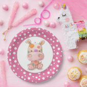 Patchwork Hippo Child's Pink Birthday Papieren Bordje (Feest)