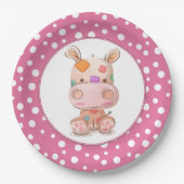 Patchwork Hippo Child's Pink Birthday Papieren Bordje (Voorkant)
