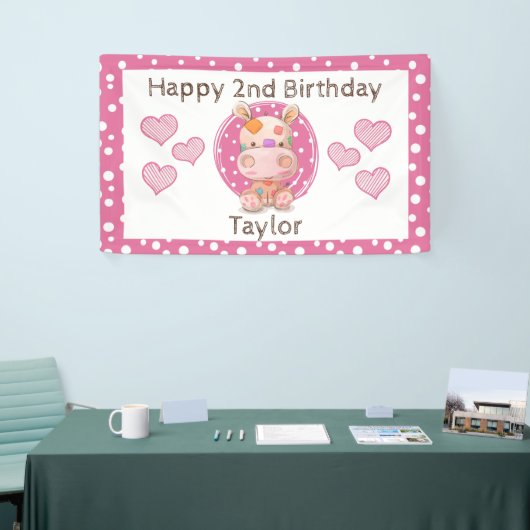 Patchwork Hippo Child's Pink Birthday Spandoek (Beurs)