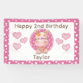 Patchwork Hippo Child's Pink Birthday Spandoek (Horizontaal)