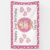 Patchwork Hippo Child's Pink Birthday Spandoek (Verticaal)