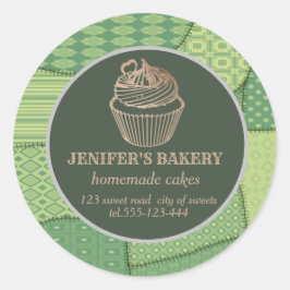 Patchwork Homemade cupcakes en snoepjes Ronde Sticker