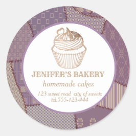 Patchwork Homemade cupcakes en snoepjes Ronde Sticker