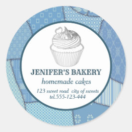 Patchwork Homemade cupcakes en snoepjes Ronde Sticker