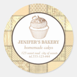 Patchwork Homemade cupcakes en snoepjes Ronde Sticker