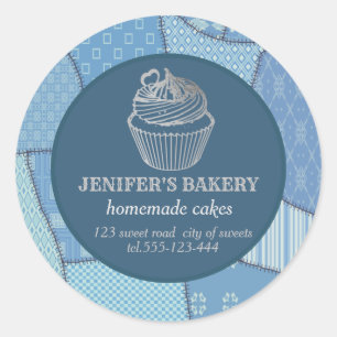Patchwork Homemade cupcakes en snoepjes Ronde Sticker