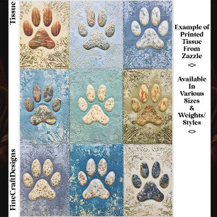 Patchwork Hond en Kat Pootafdrukken EN6 Découpage Tissuepapier