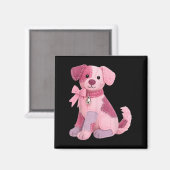 Patchwork Hond Roze Lint Borstkanker Bewustzijn Magneet (Voorkant / Achterkant)