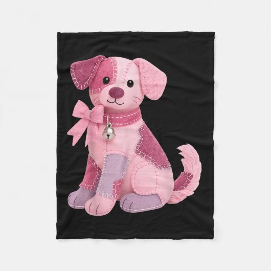 Patchwork-hond Roze Lint Borstkankerbewustzijn Fleece Deken (Voorkant)