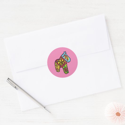 Patchwork Horse Ronde Sticker (Envelop)