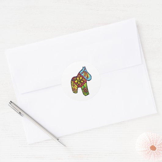 Patchwork Horse Ronde Sticker (Envelop)
