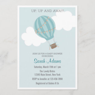 Patchwork Hot Air Ballon Baby shower Uitnodiging
