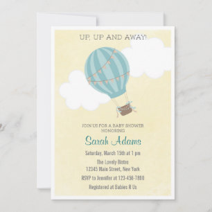 Patchwork Hot Air Ballon Baby shower Uitnodiging