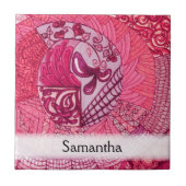  patchwork - Hot roze Tegeltje (Voorkant)