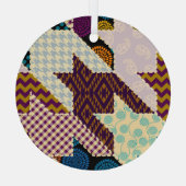 Patchwork Hounds-tooth: naadloze achtergrond Glas Ornament (Achterkant)