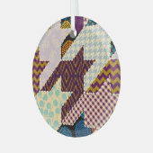 Patchwork Hounds-tooth: naadloze achtergrond Glas Ornament (Voorkant links)