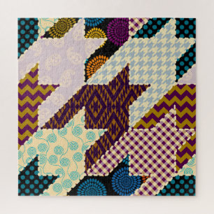 Patchwork Hounds-tooth: naadloze achtergrond Legpuzzel