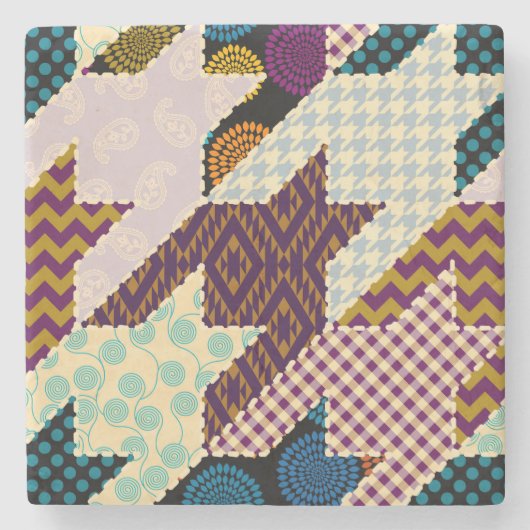 Patchwork Hounds-tooth: naadloze achtergrond Stenen Onderzetter (Voorkant)