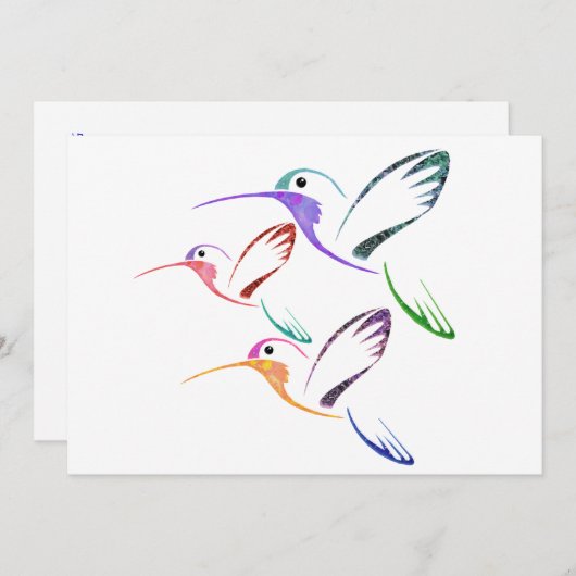Patchwork Hummingbird Trio Kaart (Voorkant / Achterkant)