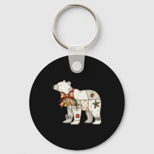 Patchwork IJsbeer Cute Kerst Dekbed Sleutelhanger