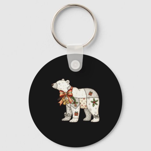 Patchwork IJsbeer Cute Kerst Dekbed Sleutelhanger (Voorkant)