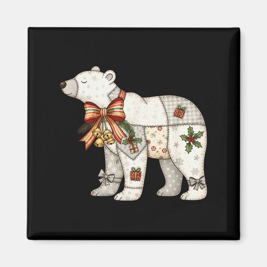 Patchwork IJsbeer Mooie Kerstdeken Magneet (Voorkant)