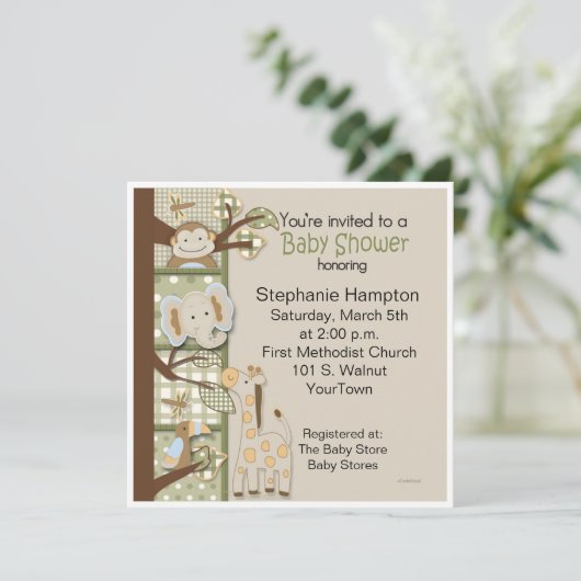 Patchwork in het Baby shower nodigt de Groenen uit Kaart (Staand voorkant)