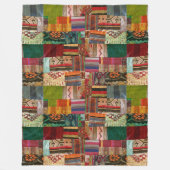 Patchwork in Red and Green Kilim Design Fleece Deken (Voorkant)