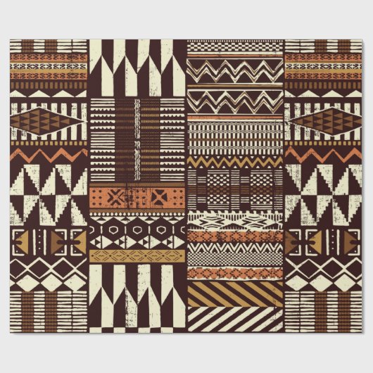 Patchwork in stamweefsel van Afrikaanse stijl abst Cadeaupapier (Vlak)