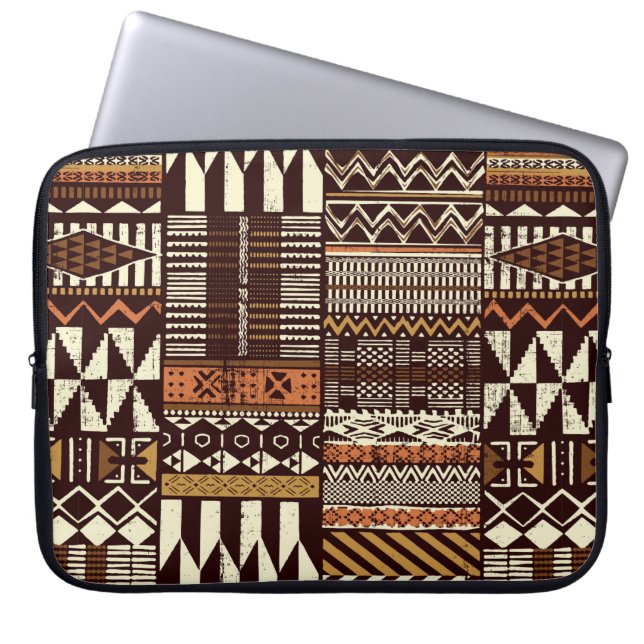 Patchwork in stamweefsel van Afrikaanse stijl abst Laptop Sleeve (Voorkant)