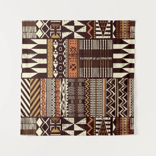 Patchwork in stamweefsel van Afrikaanse stijl abst Wandkleed (Voorkant (horizontaal))