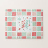 Patchwork Jingle Bells Red Green Pastel Kerstmis Legpuzzel (Horizontaal)