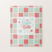 Patchwork Jingle Bells Red Green Pastel Kerstmis Legpuzzel (Verticaal)