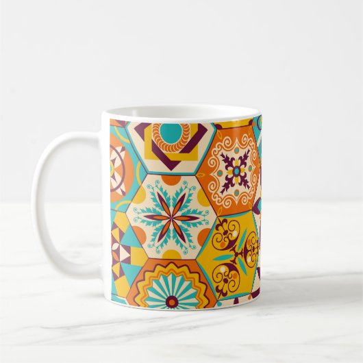 patchwork-kantelpatroon. decoratief koffiemok (Links)