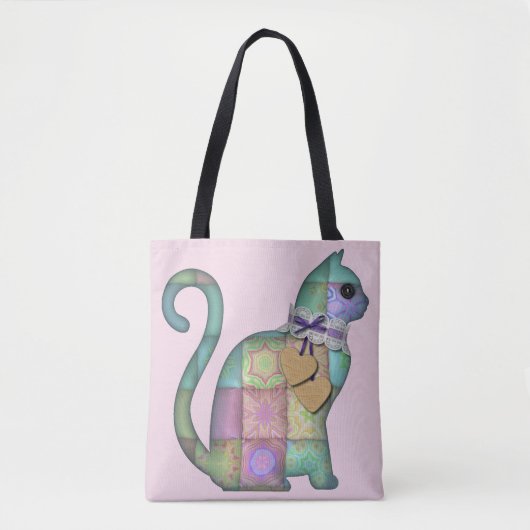 patchwork kat canvas tas (Voorkant)