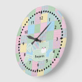 Patchwork Kat Nursery Wall Clock Grote Klok (Hoek)