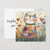 Patchwork Kat Valentijn Feestdagenkaart (Voorkant / Achterkant)